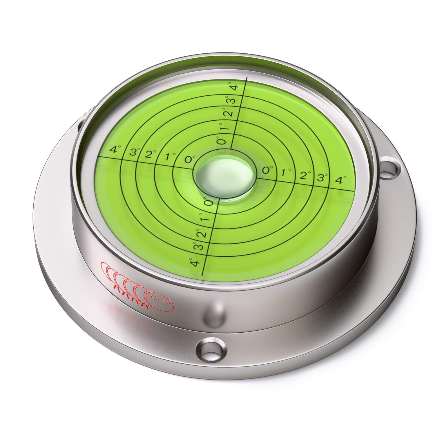90mm Flanged Metal Circular Angle Spirit Bubble Degree Level, Green, with Degree Marking