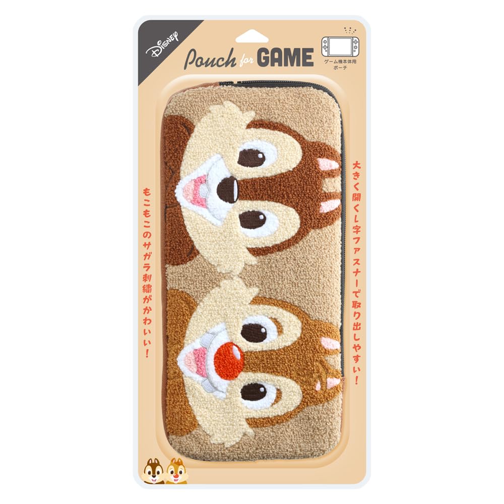 Premium Style 携帯ゲーム用ディズニーキャラクター サガラ刺繍 ポーチ SWITCH2対応 (チップ＆デール)