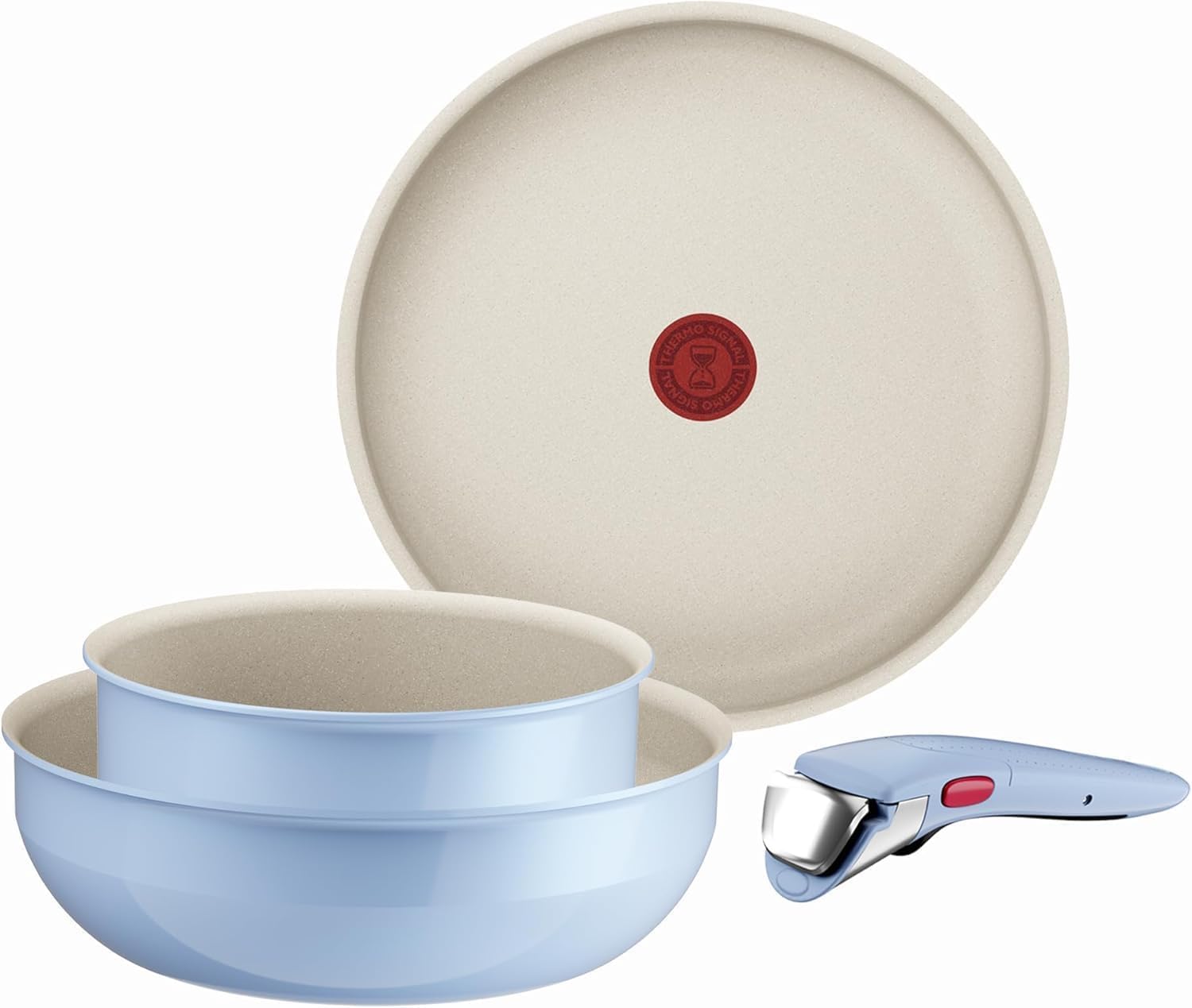 Tefal Ingenio Serenity - Juego de 2 Sartenes 22/28 cm + Wok 26 cm + 2 Cazos 16/20 cm + 4 Accesorios + 2 Mangos, Revestimiento Antiadherente, Apilable, Inducción, Apto lavavajillas y horno, Eucalipto — view 16