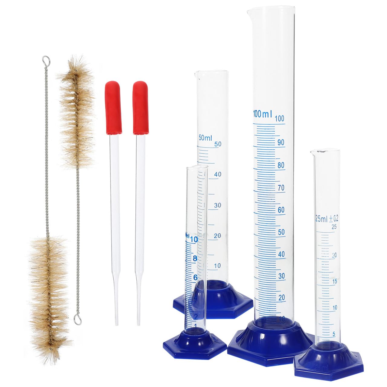 Glas-messzylinder mit Pipette und Pinsel für Labor Transparent Robust Tropffrei Graduierungslinien für Genaues Ablesen