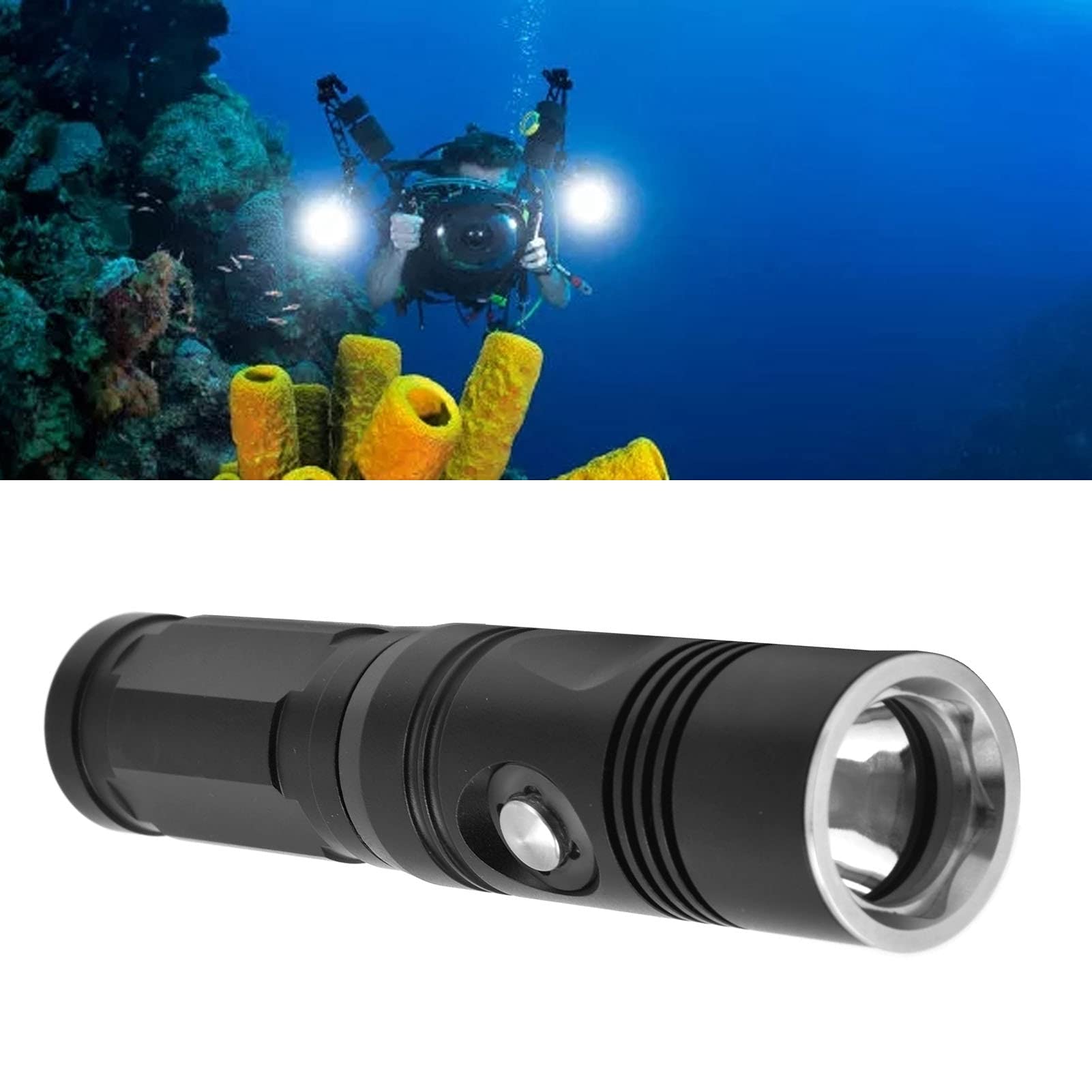 Lampada subacquea, per pesca subacquea, luce di riempimento, impermeabile IPX8, 5 modalità di illuminazione, per immersioni profonde 80 m, sport acquatici all'aperto