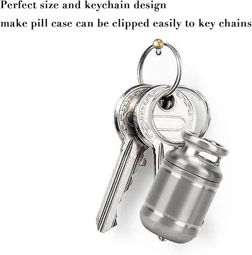 Miniatura 4 de Mini pastillero portátil, soporte para medicinas de aleación de titanio, almacén de píldoras impermeable con llavero, recipiente de píldoras de