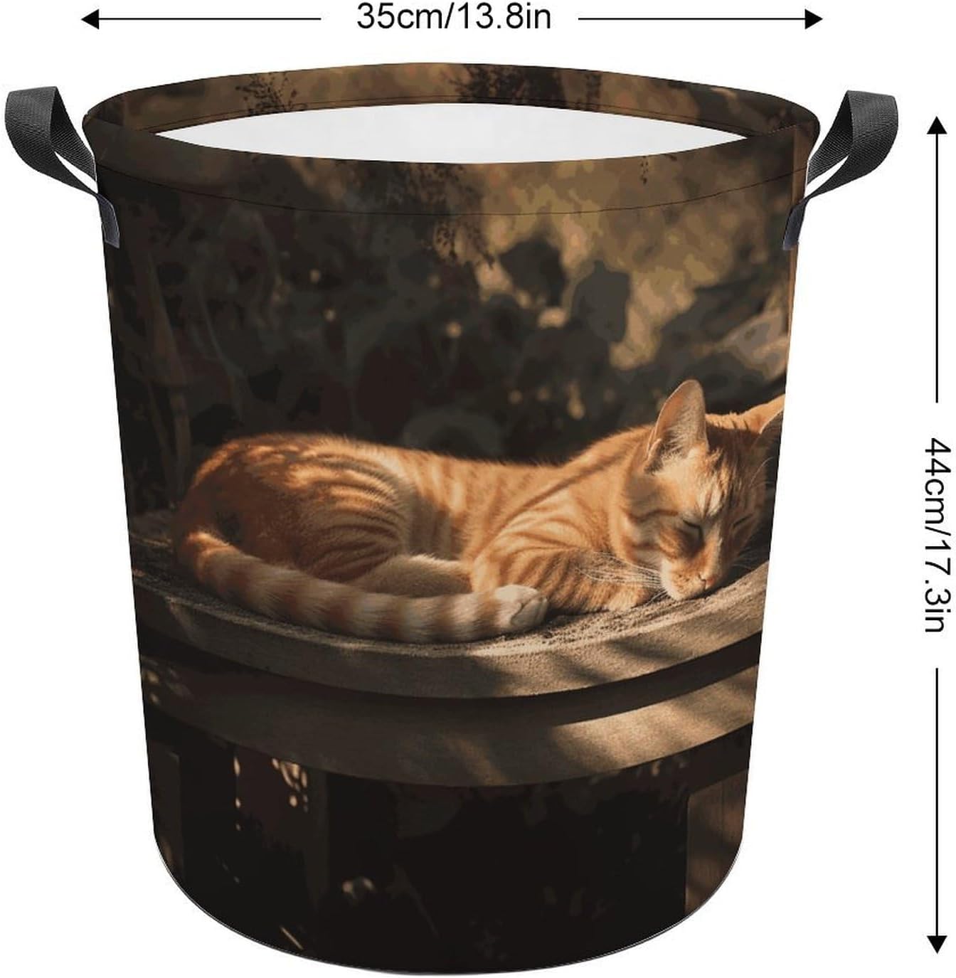 Orange Cat Sleeping Laundry Basket Foldable Oxford Cloth Laundry Hamper Tote Bag Clothes Toy Storage Bucket For Bathroom Laundry Bedroom 44x35cm image 2