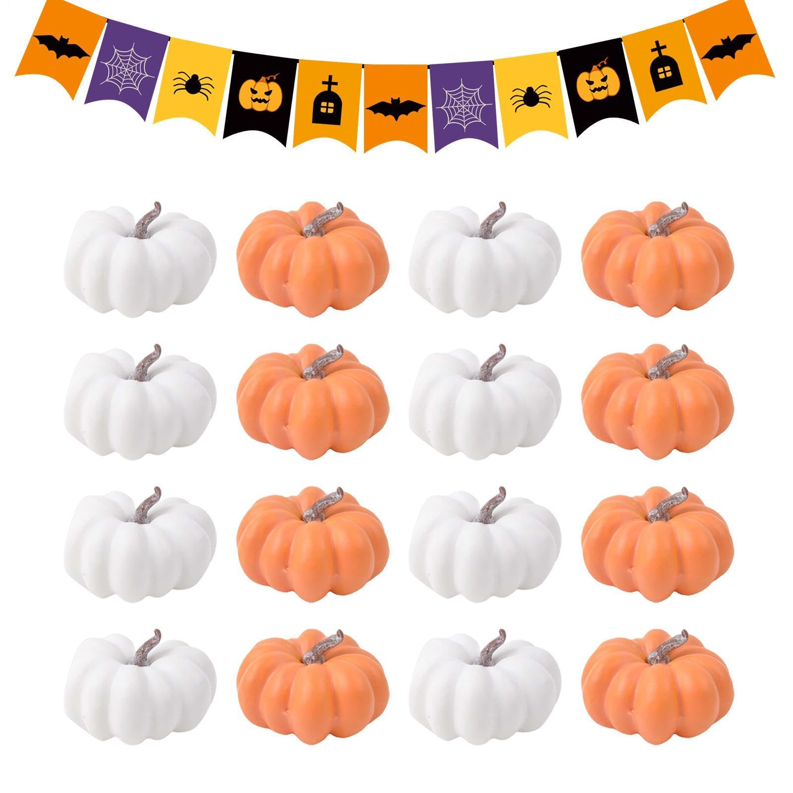 Calabazas artificiales decorativas para alféizar y porche en Acción de Gracias