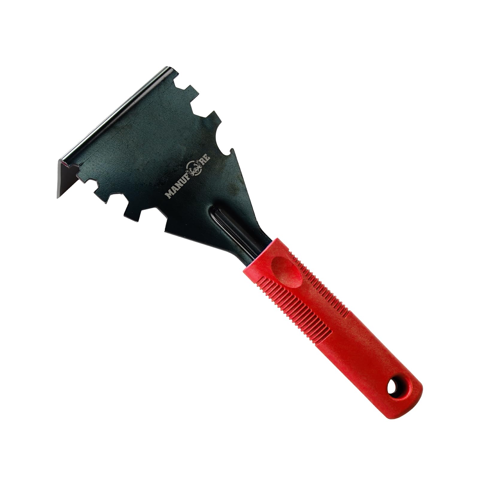 MANUFORE Trim Puller Upgraded Reinforced Design Pry Bar with 1050 Steel Multi-Tool Heavy Duty Tile Removal Tool for Removing Wood Floor, Baseboard, Door Casings, Tiles, Nail Pulling Red