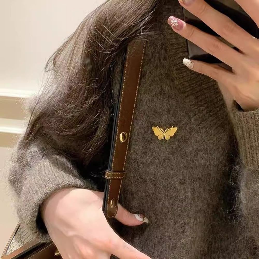 Gold Butterfly Broochs Pin for Women Delicate Elegant Butterfly Lapel Pins Dress Suit Brooch Pin Ceremony Christmas Brooch Jewelry Gift for Women Clothes Hat Bag Pins Accessories