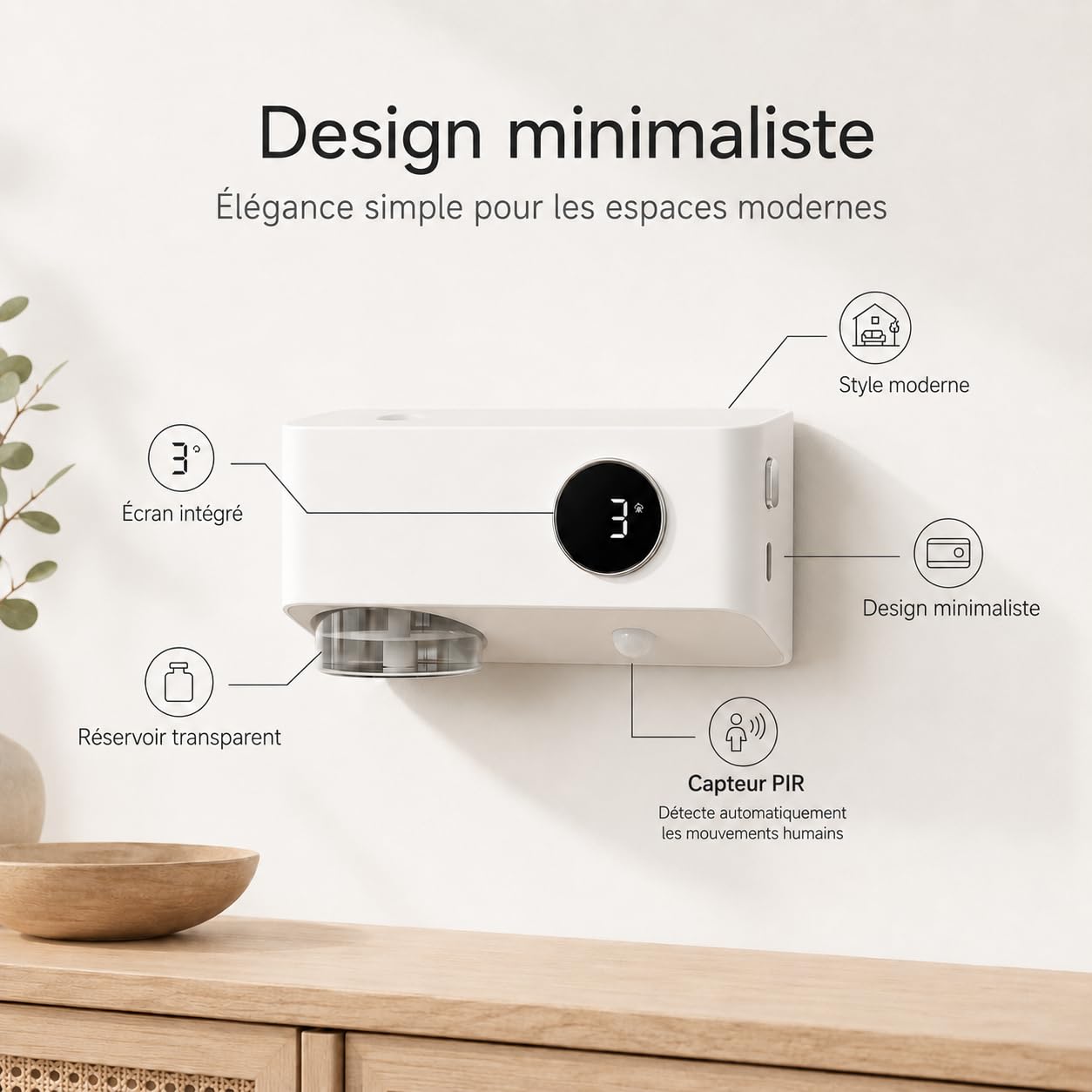 Diffuseur Huiles Essentielles avec Capteur de Mouvement, Veilleuse, Minuteur et Montage Mural, Diffuseur sans Réservoir d’Eau, Diffuseur Parfum Maison avec 80ml d’Huile Parfumée (Lavande & Orange)