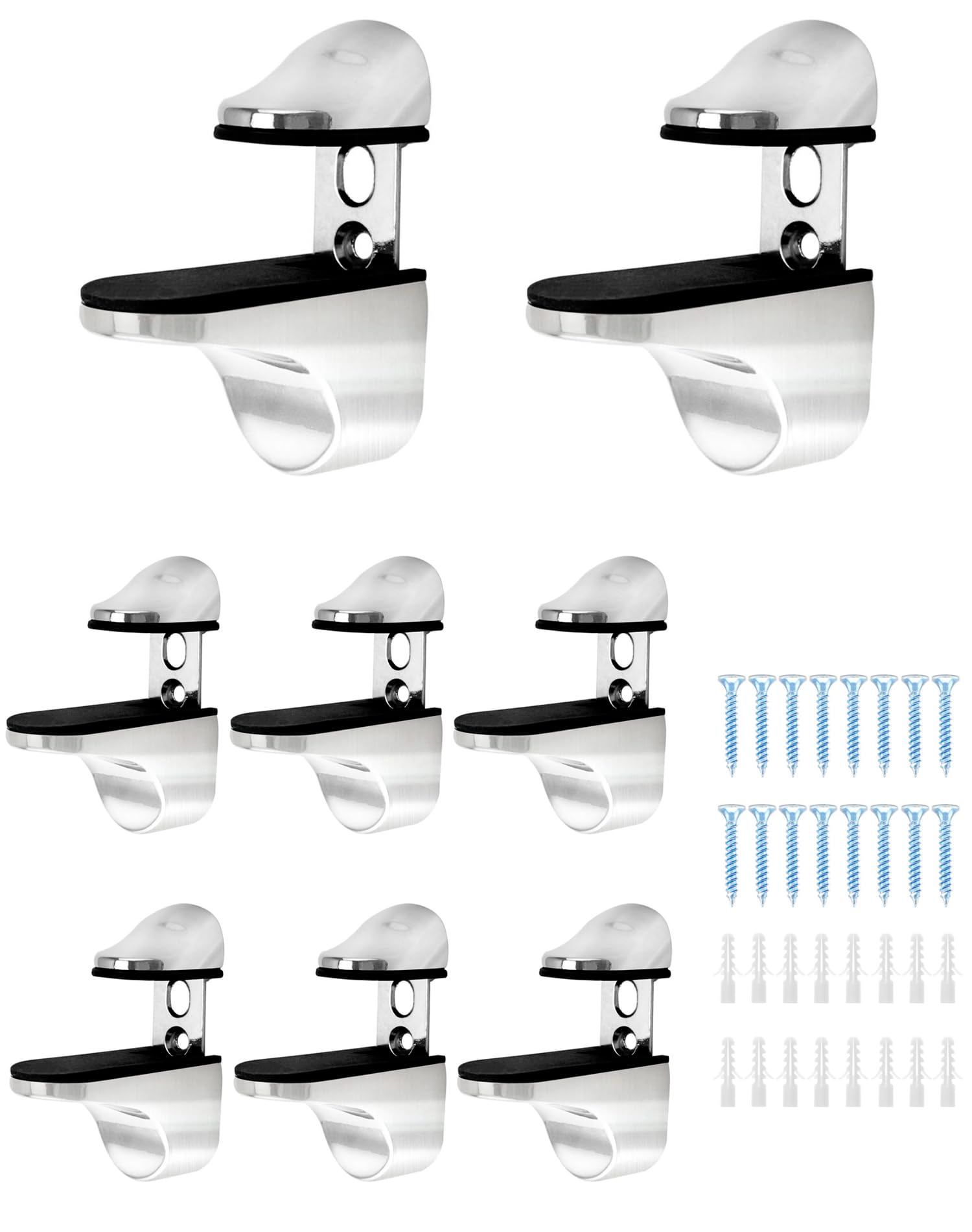 QWORK Adjustable Zinc Alloy Glass Shelf Brackets 8 Pack – Stable Support for Bathroom, Kitchen & Display Shelving