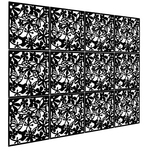Kernorv Hanging Room Divider - 12pcs Environmental PVC Panels Screen, Photo Frame Room Divider for Decorating Bedroom, Sitting Room, Living Room, Office, Cafe, Restaurant (White, 12pcs)