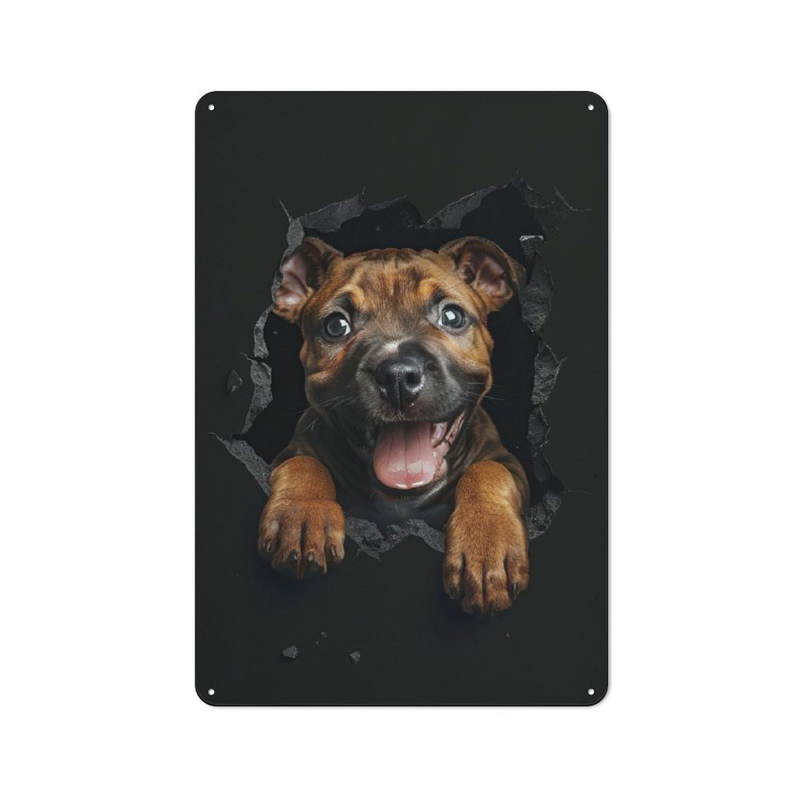Office Metal Sign with Staffordshire Bull Terrier Design 30x20cm, Classic Study Room Decor for Office, Study, Studio Or Hallway