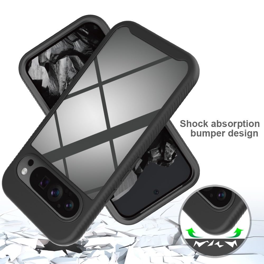 Generic etui kompatybilne z Google Pixel 10 Pro XL (kolor: fioletowy) przezroczysty twardy tył twardy silikon pełna obudowa wbudowana osłona ekranu