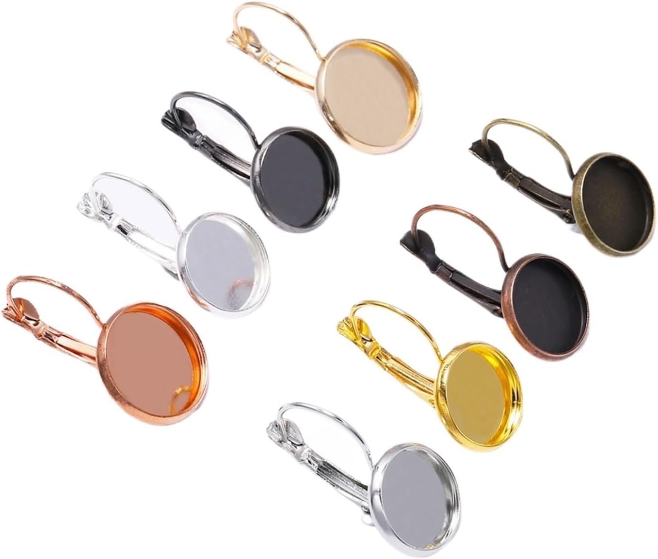 120 PCS 8mm French Lever Cabochon Earring Setting Blank Base Cameo Bezels Tray for Jewelry Making Supplies(Gold)