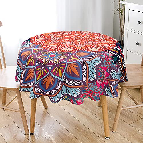 Nappe ronde de table circulaire lavable en polyester style mandala - 4