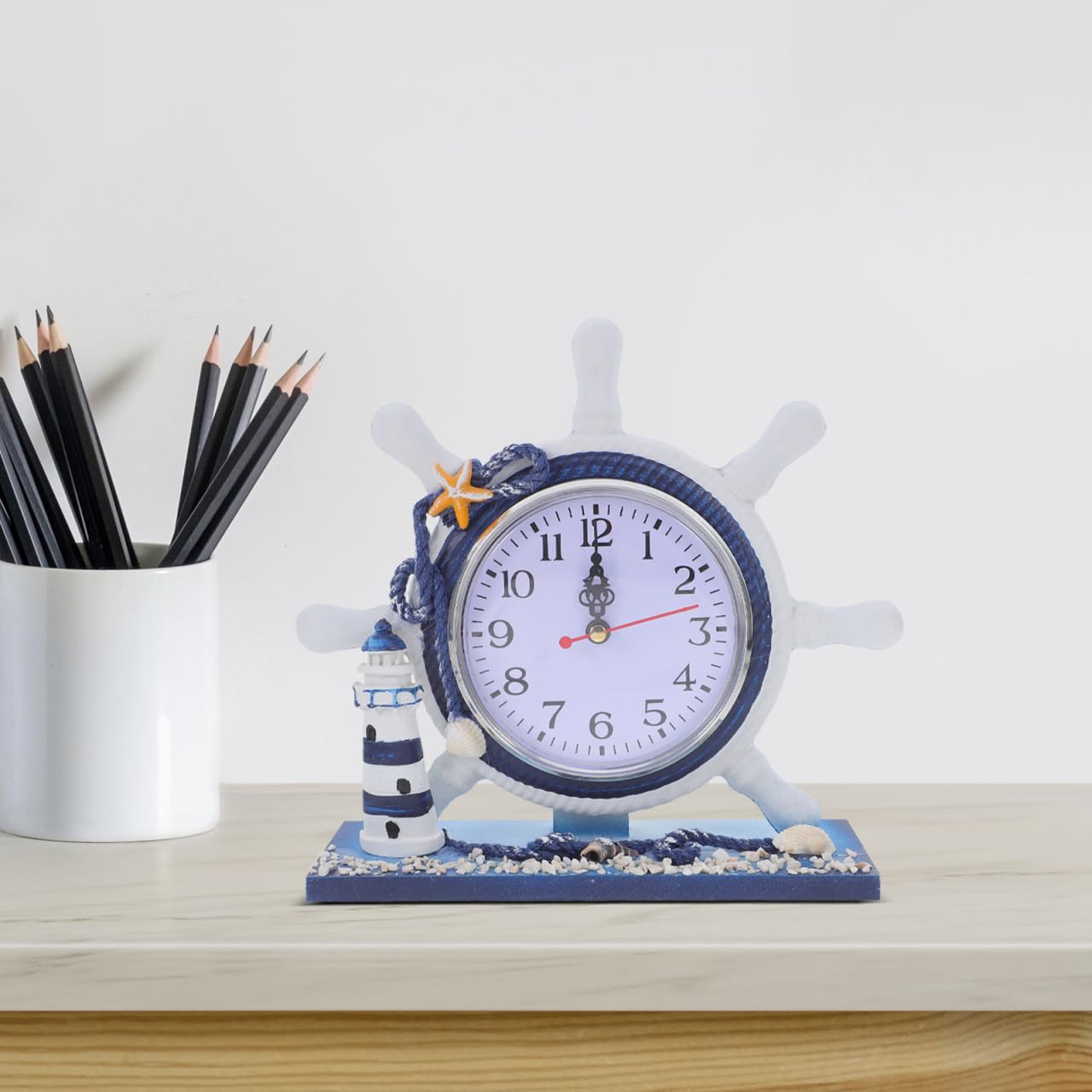 Garneck 1 reloj de oficina para hombre, decoración de oficina, faro, adorno de resina, reloj de oficina, retro, reloj de mesita de noche, reloj silencioso, decoración de salón, reloj de estilo
