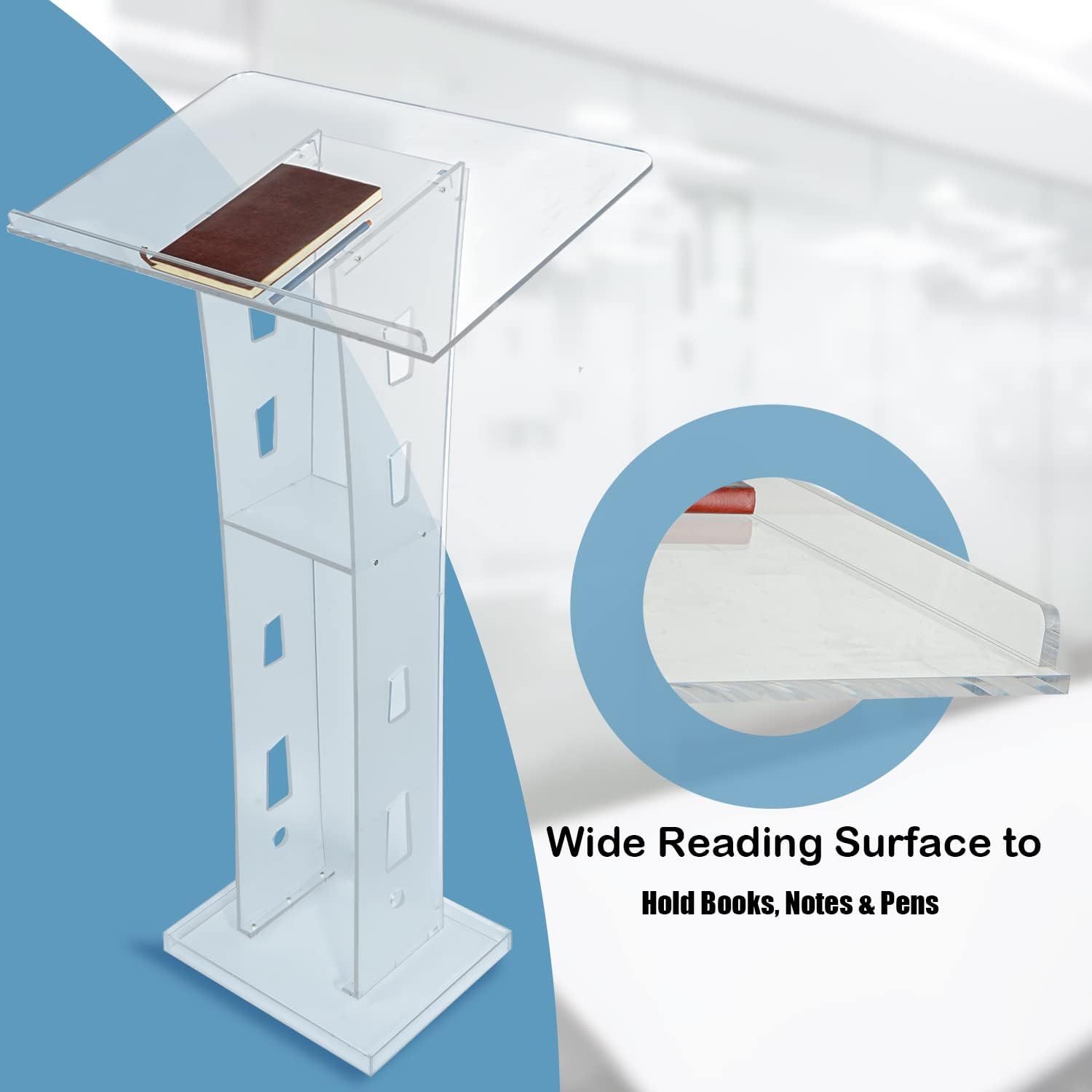 Pulpito Acrilico LOYEMAADE Con Scaffale - Leggio Moderno Per Chiesa, Scuola, Ufficio - Foto 12