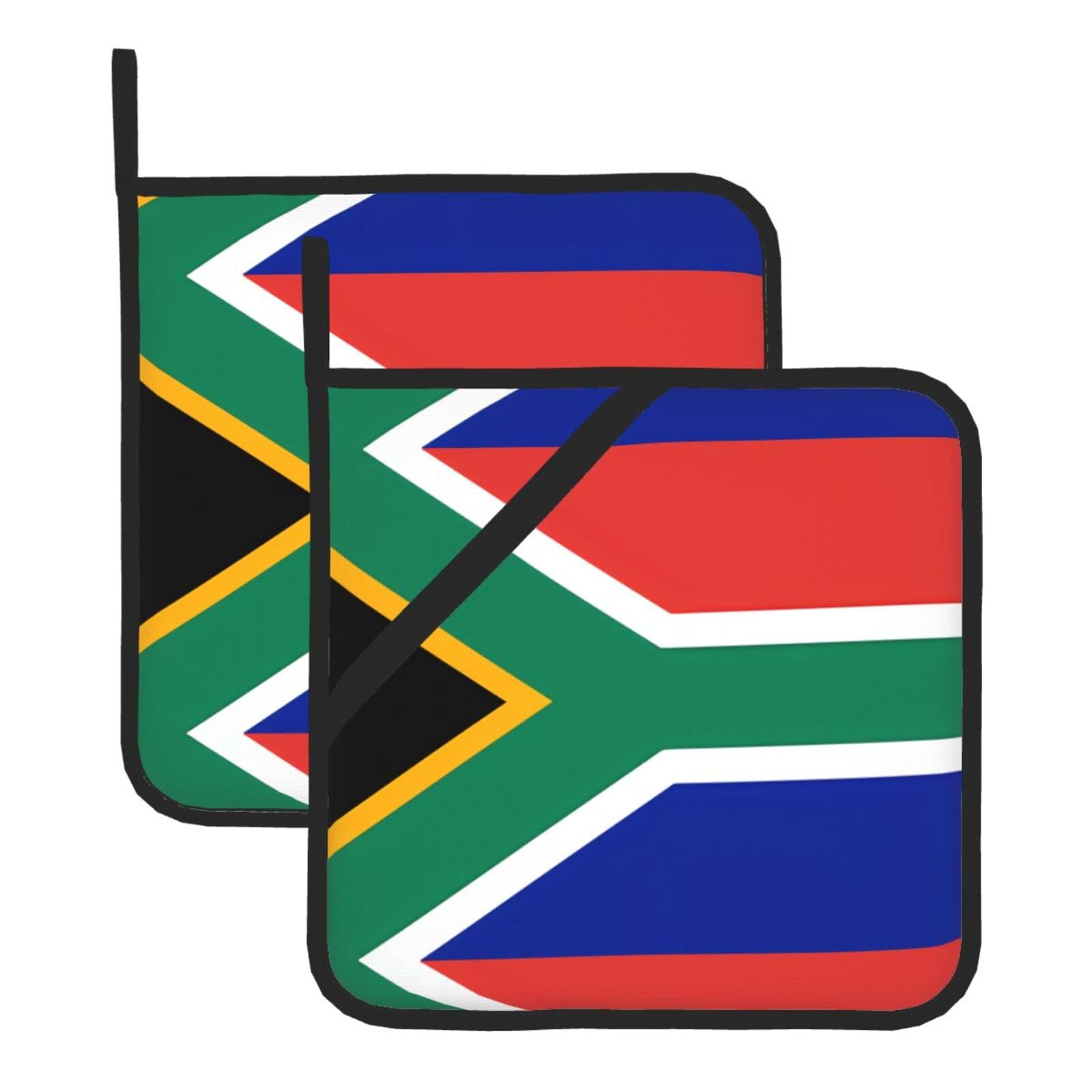 HJFCZH South Africa flag Prints Square Hot Pads for Kitchen Counter - Waterproof Pot Holders, Durable Heat Resistant Throw Layers for Serving, Oven & BBQ - 2 Pack