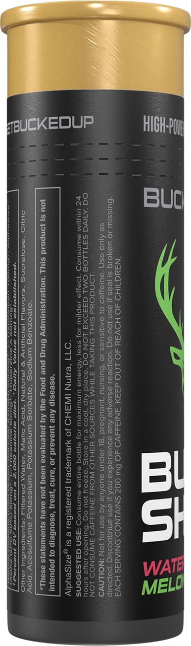 Bucked Up Buck Shot Energy Drink Shots | 200mg Natural Caffeine with Nootropic Blend | Non GMO Gluten Free Third Party Tested | Energy Focus Supplement | 24 Pack, 2x Cases of 12 | (Watermelon)