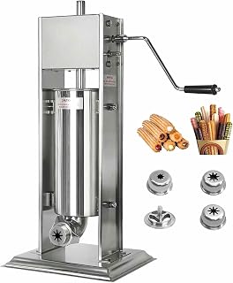 Manual Churros Maker Machine 3L/5L/7L Stainless Steel Churro Maker with 4 Nozzles Heavy Duty Churros Machine Manual Donuts Churrera Machine Maker for Commercial or Home,5L