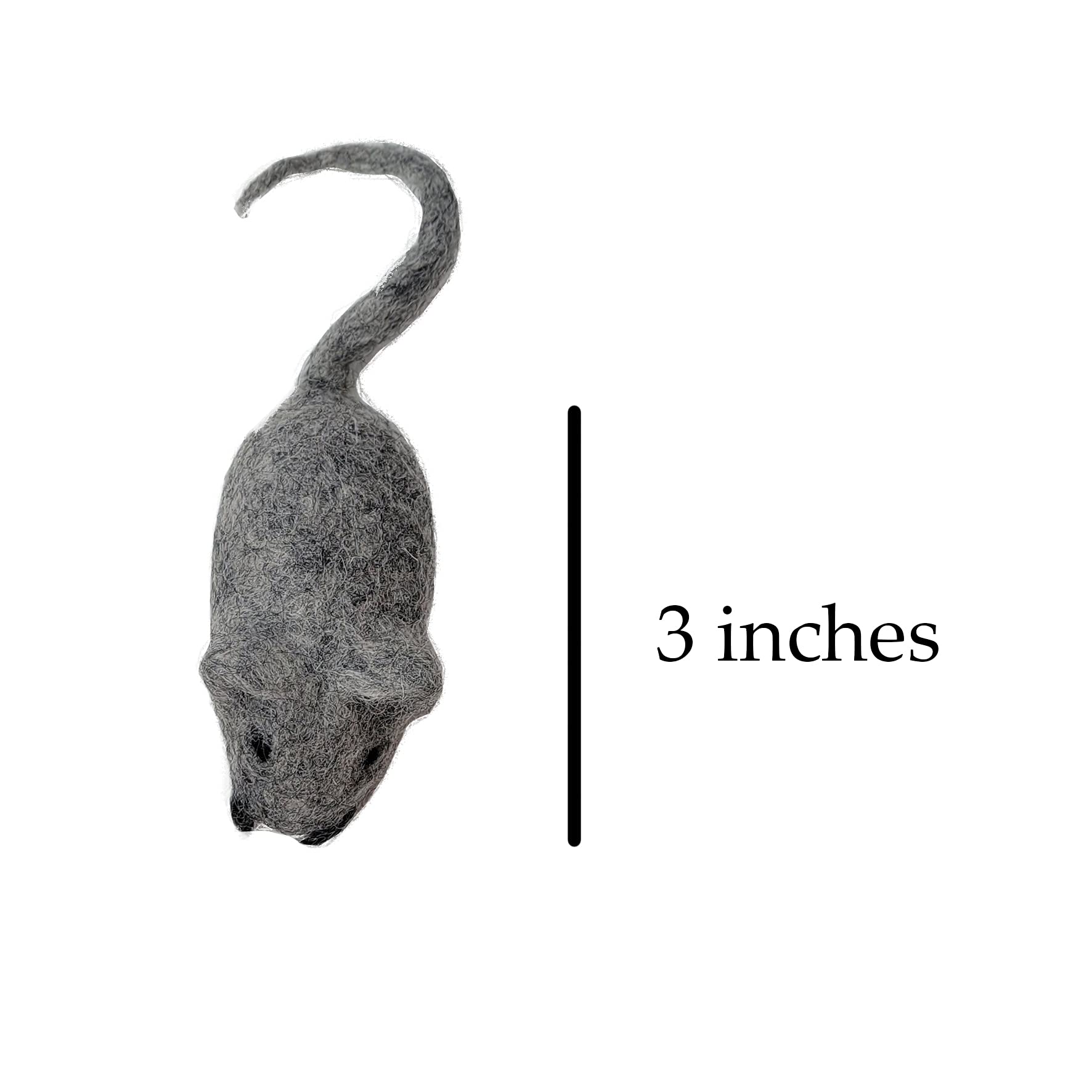 Spielzeug für Katzen und Kätzchen, 100% Wollfilz, handgefertigt in Nepal (3 Verschiedene Mäuse)