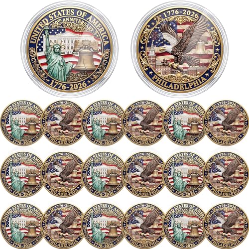 Monnaies du 250e anniversaire de l'indépendance des USA - Lot de 24 pièces commémoratives de collection