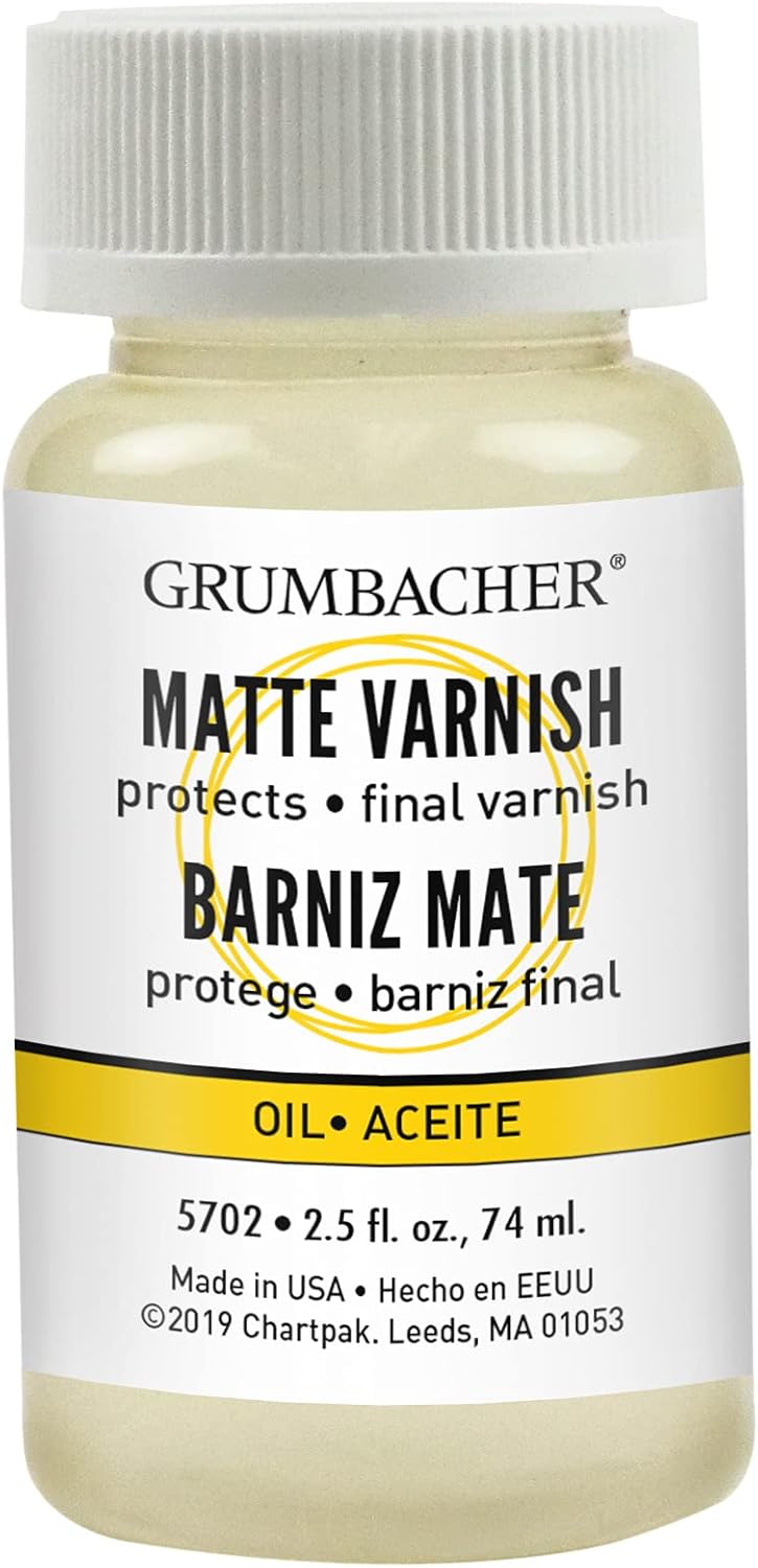 Grumbacher Matte Final Varnish for Oil Paintings, 2-1/2 Oz. Jar, #5702,Grey