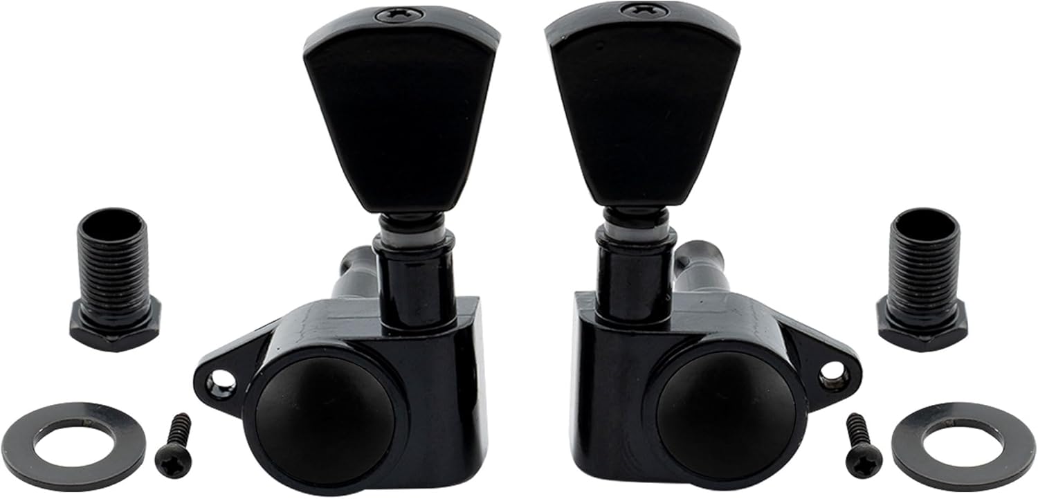 Musiclily Economy 3L3R Roto Style Sealed Guitar Tuners Machine Heads Tuning Pegs Keys Set for Epiphone Les Paul SG ES, Keystone Button Black