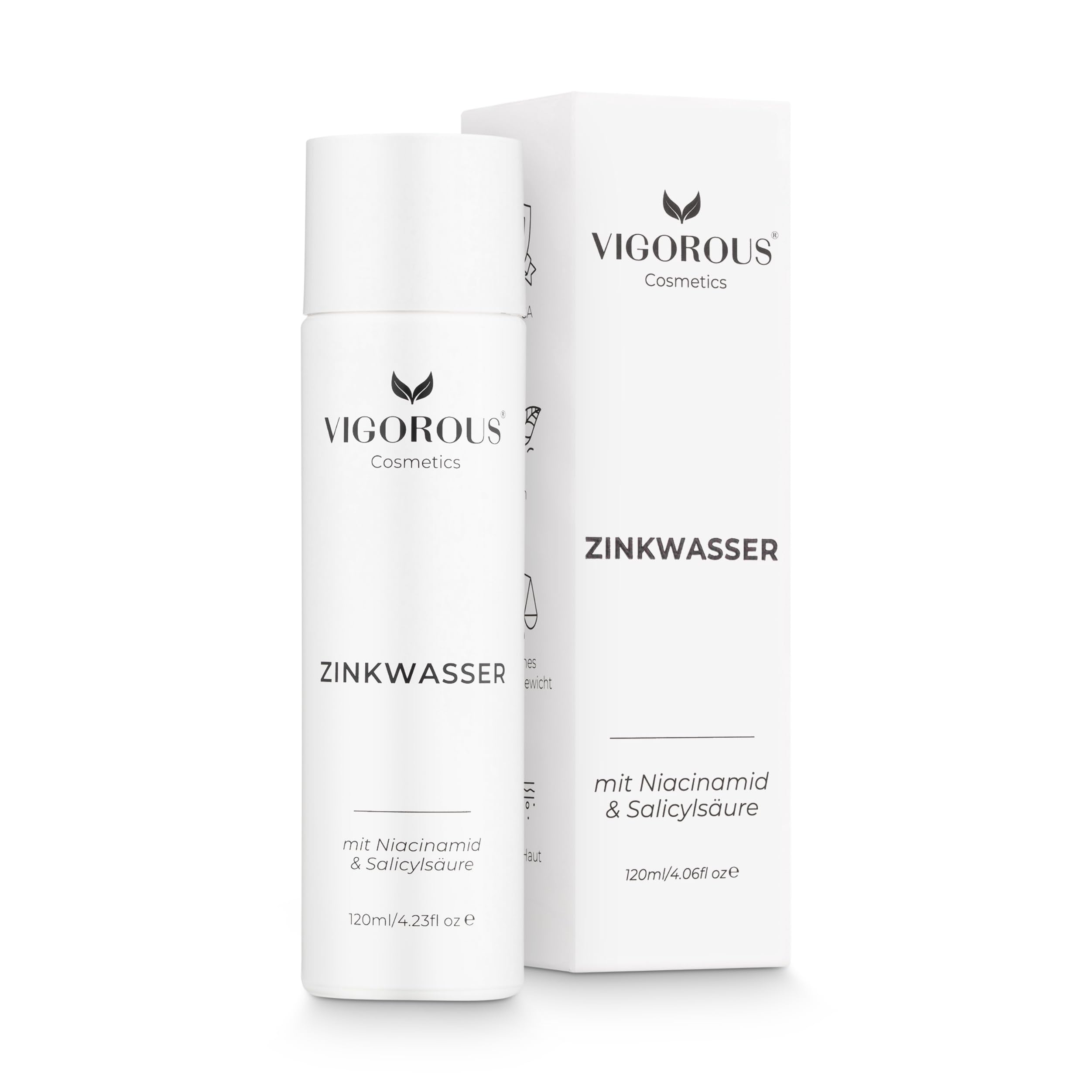 VIGOROUS® Zink Gesichtswasser 120ml anti Pickel Gesichtsreinigung Männer & Frauen- Salicylsäure & Niacinamide face cleanser gegen unreine Haut Gesicht - Vegan gegen Pickel im Gesicht & hormonelle Akne