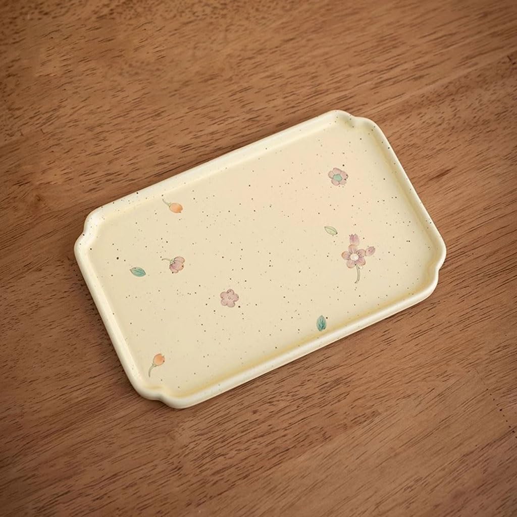 Bandeja para Servir, Creativa Bandeja de té de cerámica Pintada a Mano, Bandeja Sencilla para el hogar, Bandeja para café y refrigerios de Escritorio, bandejas para Comer en el Regazo