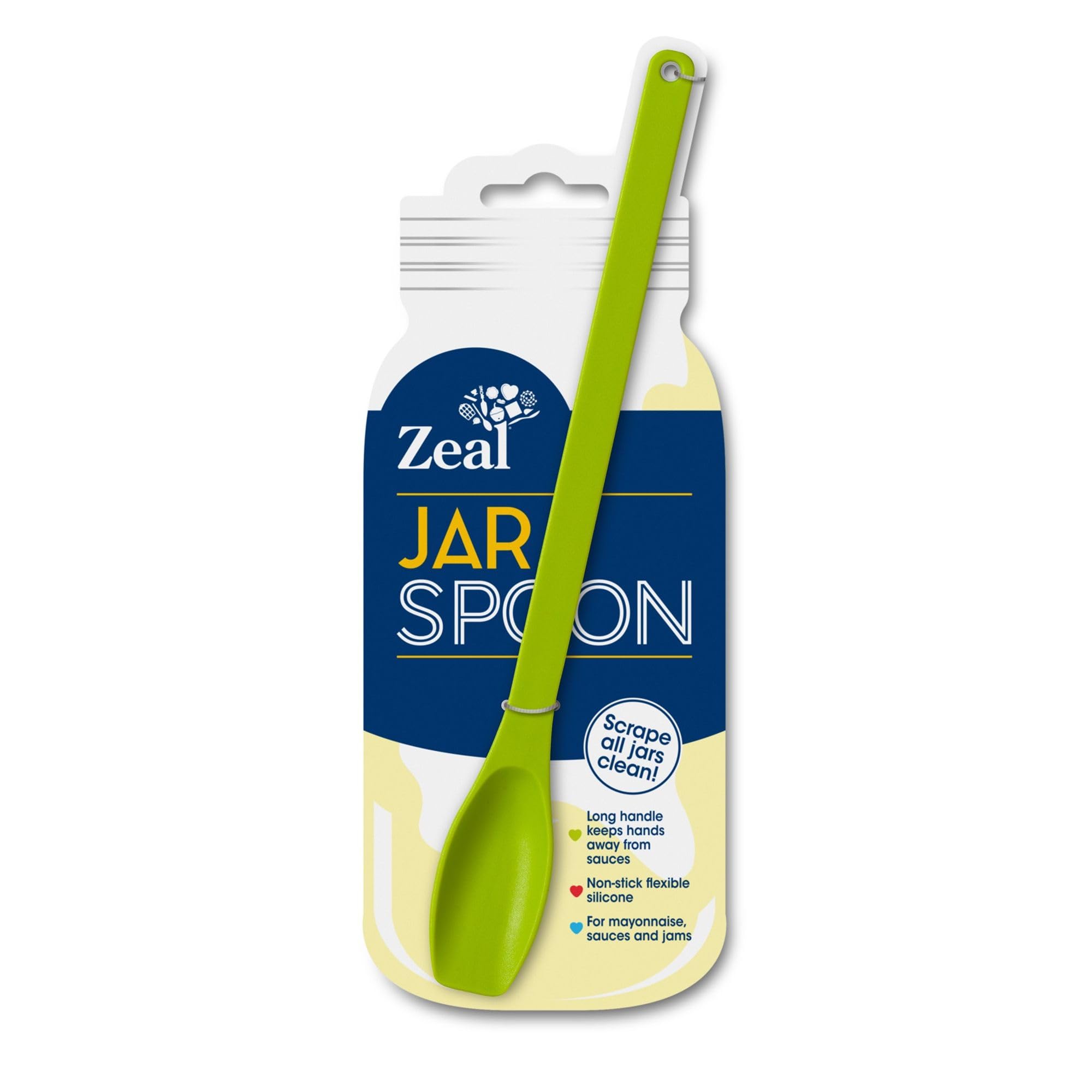 Zeal Silicone Jar Spoon, Long Handle Jar Scraper for Mayonnaise, Jam & Sauces, Flexible BPA Free Silicone Scraper Spoon, 24cm