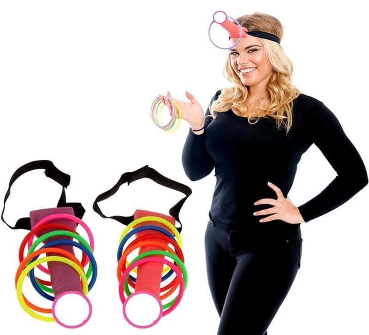 1 Pack Party Favor Toss Ring Hoopla Hen Night Out Game Novelty Toy Supplies Game and 1 Pack Multicolor Confetti Set Y19 - Image 2