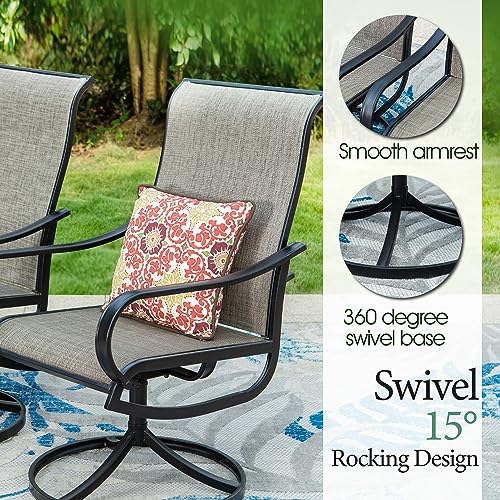 Image of Sophia & William Outdoor Dining Set Patio Dining Set for 4 Round Patio Table and Chairs Set 5 Pieces with Swivel Patio Chairs 42 inch Metal Table for Garden Pool All Weather Brown
