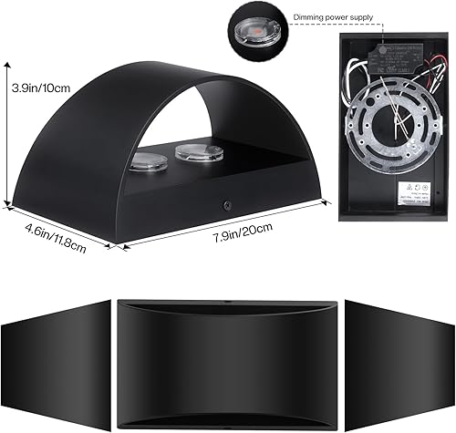 Miniatura 6 de Aiilsmp Juego de dos apliques de pared  Moderno LED de aluminio para pared, luces arriba y abajo, apliques de pared para interiores, regulables,