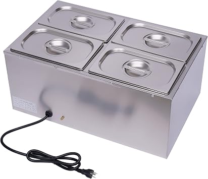 16L 4-بان التجارية الغذاء أكثر دفئا، 110 V 600 W الكهربائية كونترتوب بوفيه أكثر دفئا الفولاذ المقاوم للصدأ الكهربائية حساء أكثر دفئا البخار الجدول الغذاء أكثر دفئا صندوق ساخن الغذاء أكثر دفئا مع الأغطية مؤشر الضوء
