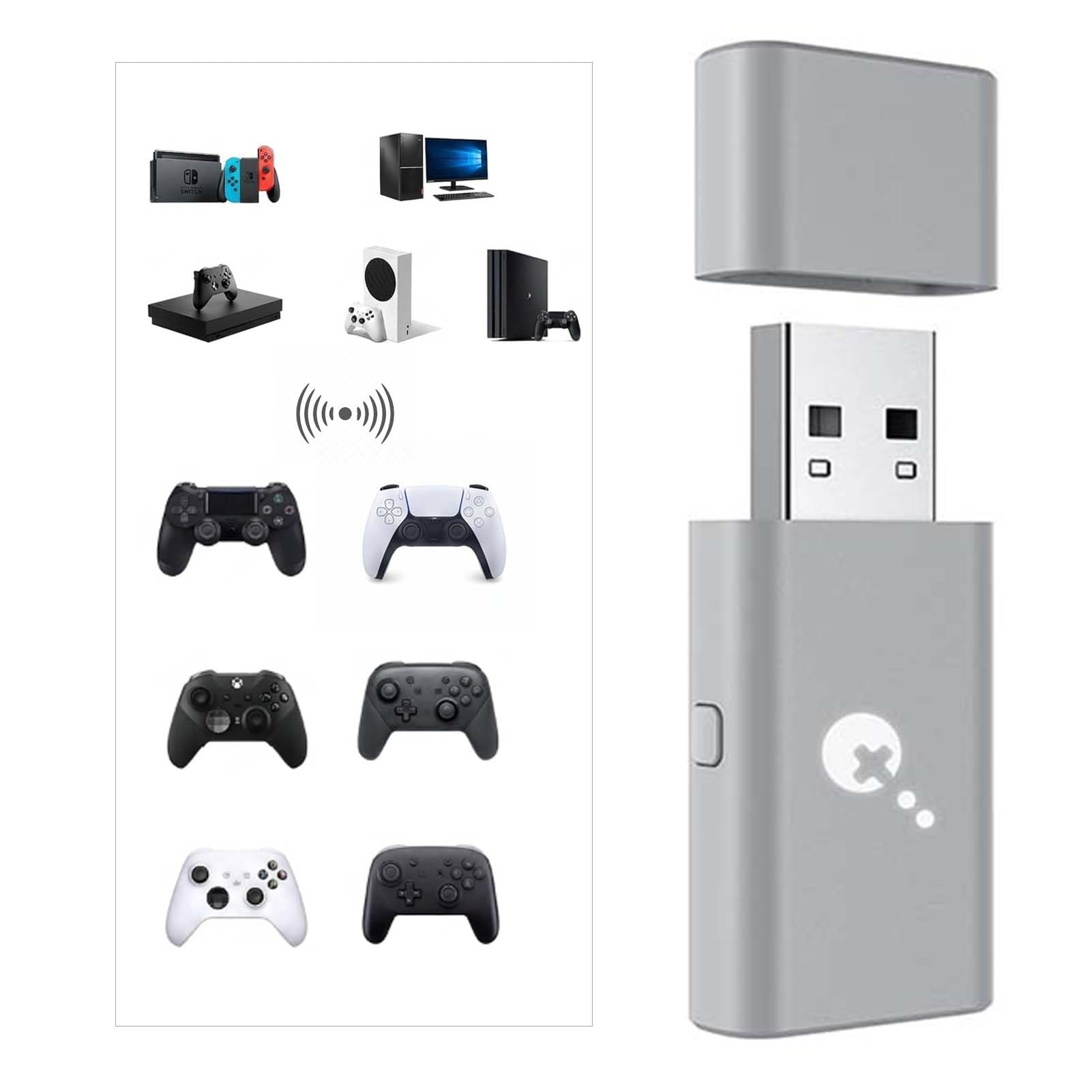 AKNES GuliKit Goku 2 Adapter do Kontrolera dla Switch/Xbox/PS5/PS4/PC | Ultra-niskie opóźnienie, Wieloplatformowość i wielokontrolerowość, Plug-and-Play, Automatyczne ponowne połączenie