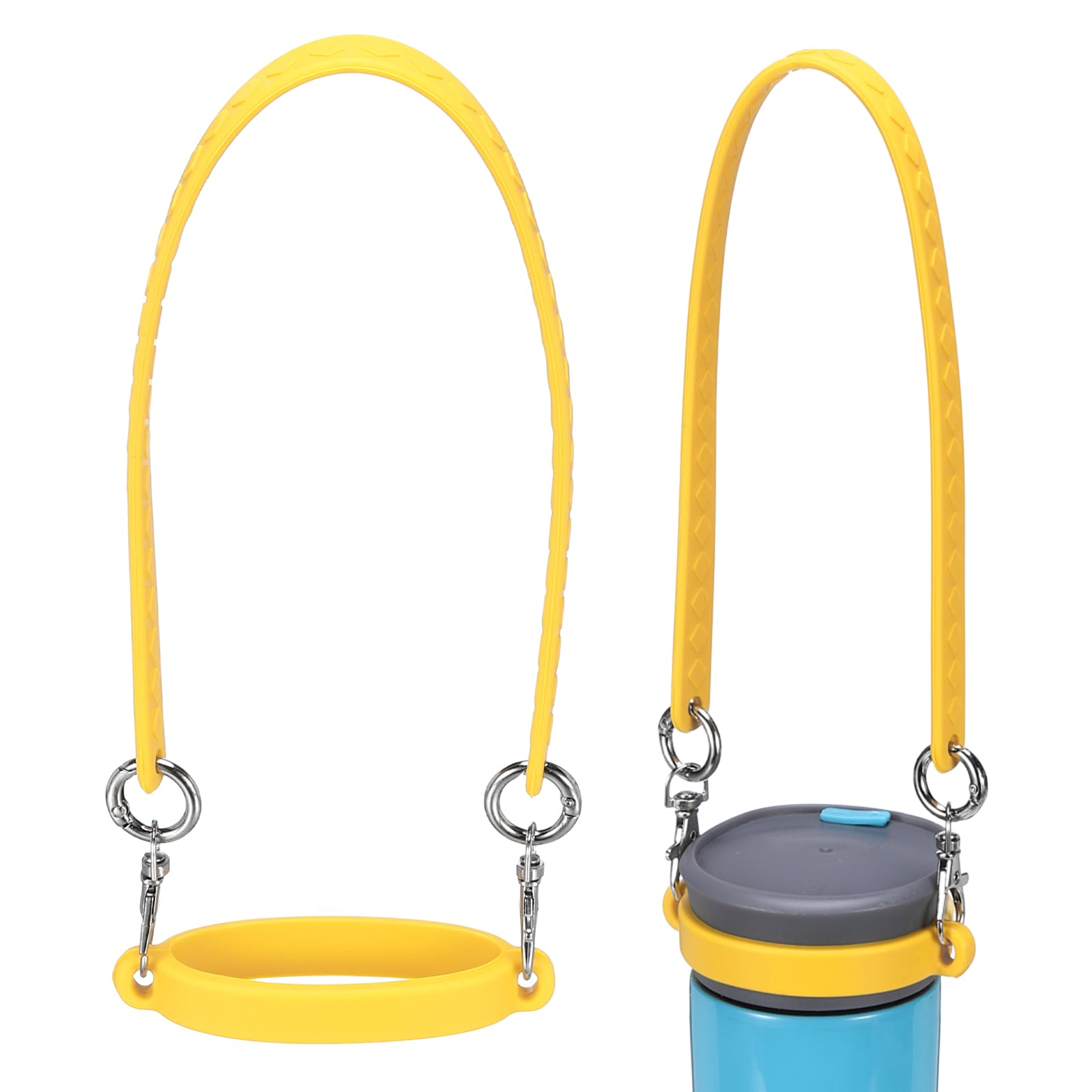 YELARXI Silicone Water Bottle Handle, Water Bottle Handle Strap Universal Carrier Strap for Stanley Cup Accessories & Yellow-Fitting for (Hiking/Camping/Gym/Fitness/Travel/Outdoor Use)