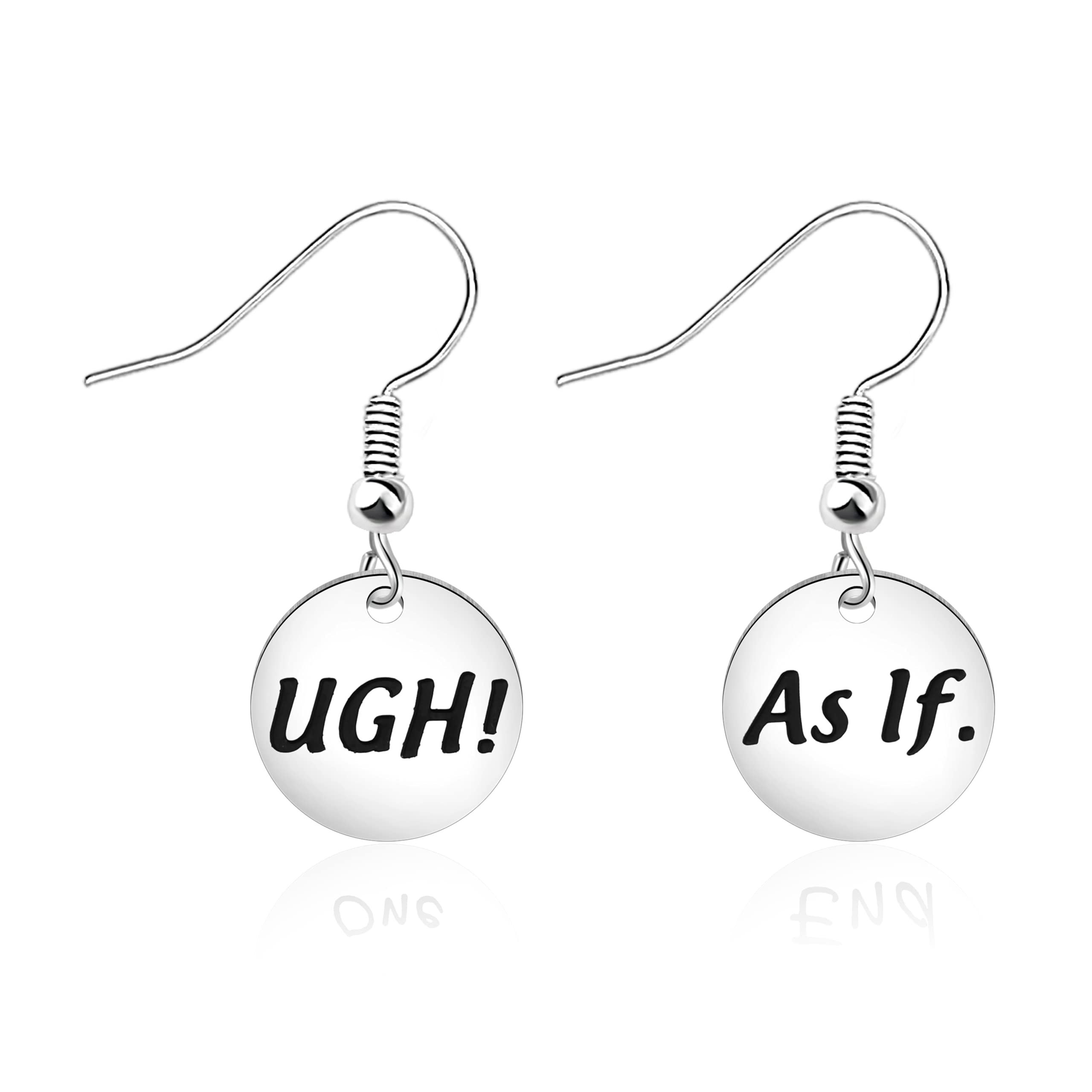 FAADBUK TV Show Inspired Gift Ugh As If Earrings Cher Horowitz Quote