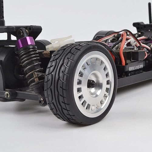 Miniatura 4 de 110 RC Drift Car Hub Wheels Rim para Tamiya TT01TT02 XV01 XV02 Redcat MST 110 RC On-Road Drift Car (Plata)