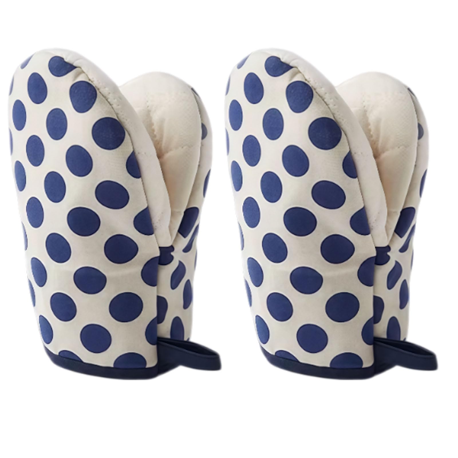 1 Pair Mini Oven Mitts,High Heat Resistant Oven Gloves,Kitchen Short Oven Mit with Hanging Loop for BBQ, Baking, Cooking and Grilling, (dotblue) — image 1