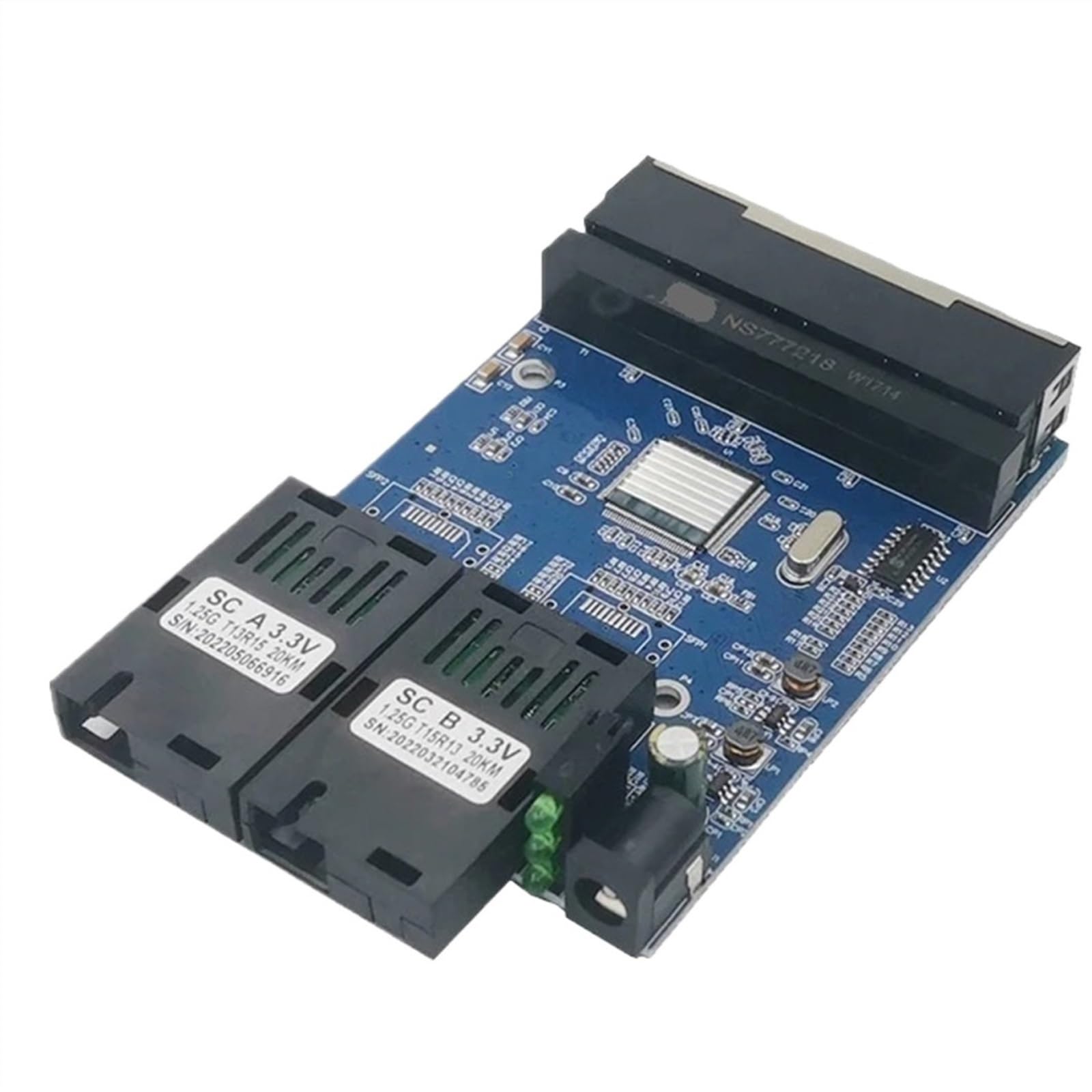 Convertisseur 2 Fibres 4 Rj45 Gigabit, Carte Monomode 10/100/1000m, Commutateur Fiber Ethernet (Size : 4PCS Blue Only PCBA)
