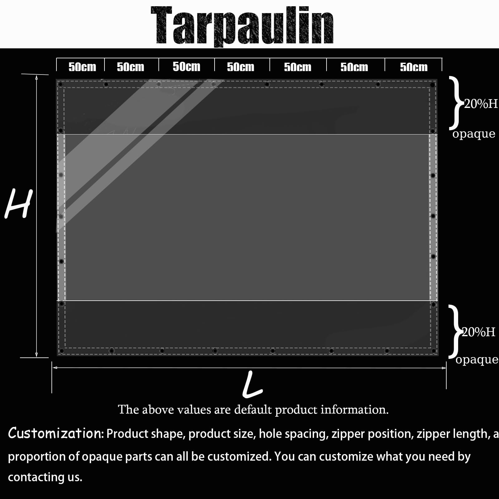 SDLLG Outdoor Winter Curtains, Weatherproof, Adjustable, Thickened Tarpaulin, 0.5 mm, Divider Curtain for Garden, Balcony, Outdoor, Gazebo, Patio, Deck