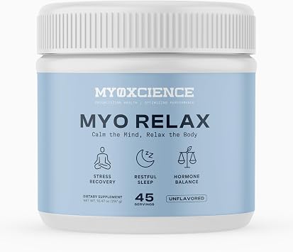 MYOXCIENCE Myo Relax & Calm | Myo-Inositol, L-Theanine, Taurine, Magnesium & GABA | Supports Sleep, Neurotransmitter & Hormone Support Unflavored 45 Servings