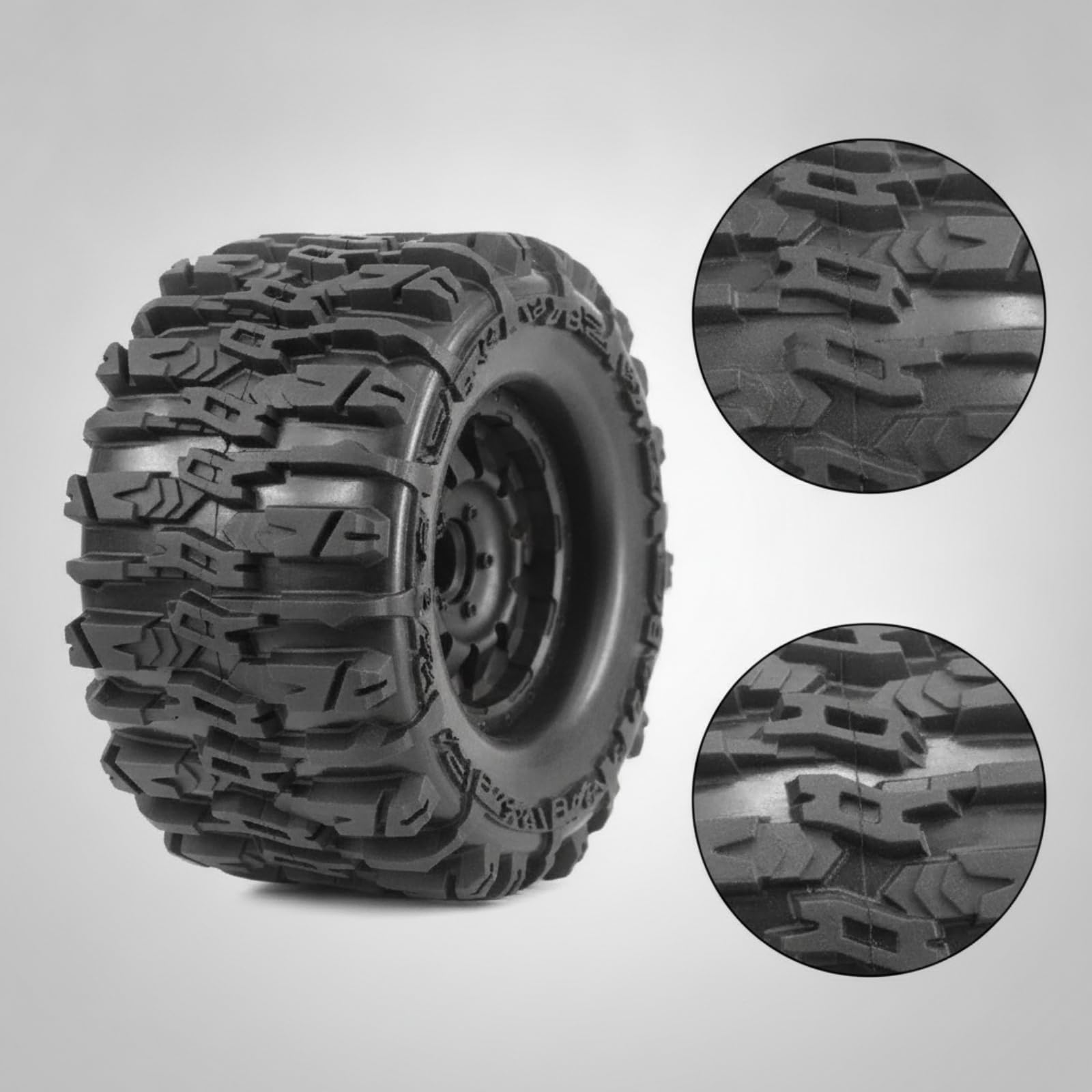 TISHITA 2 Piezas Neumáticos para Coche RC 1/8 Neumáticos Todoterreno Ruedas Monster Truck Llantas con Hexagonales Agarre Fuerte Tracción Profunda Adecuado para Suelta Aficionados al RC