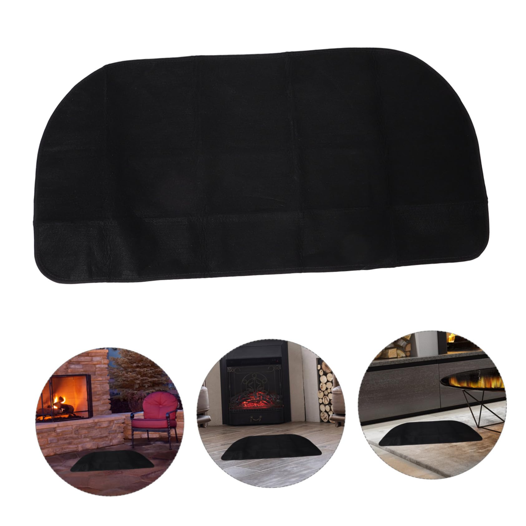 Tappeto Ignifugo Mezzo Tondo per Stufa, Protezione Pavimento | Poliestere e Pvc, Nero, per Grigliate All'aperto e Campeggio, Profilo Elegante e Stile Moderno