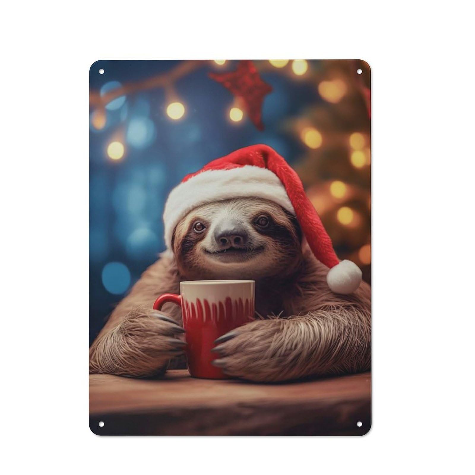 Lazy Sloth Hot Chocolate Decorative Metal Wall Decor 40x30cm, Vintage Metal Sign for Hallway, Home Bar, Garage Or Study