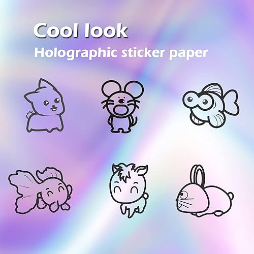 Miniatura 6 de AWEELON 20 piezas holográficas papel de vinilo imprimible etiqueta de papel para impresora láser de inyección de tinta tamaño A4