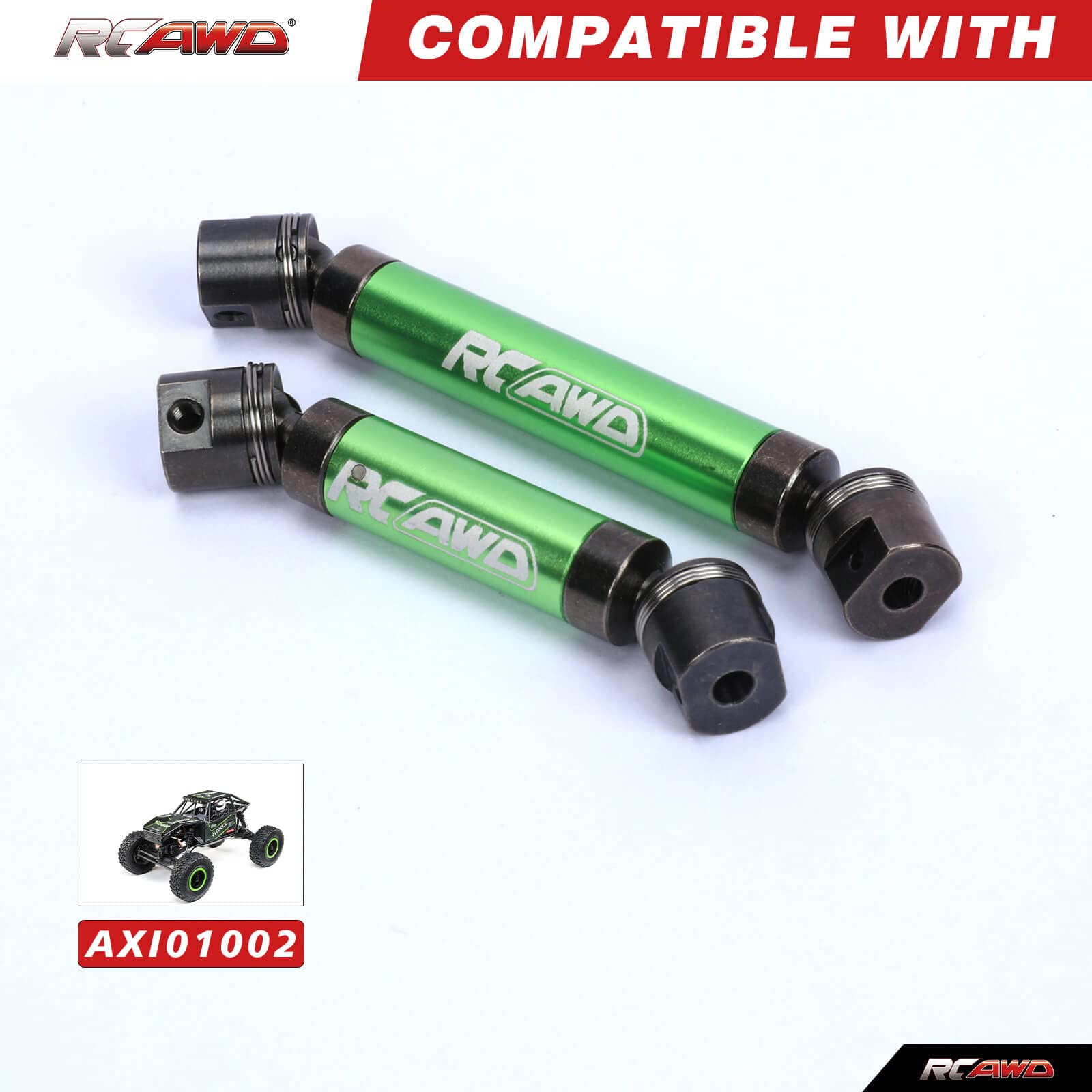 RCAWD for UTB18 Capra Slider Center Driveshafts Parts, 2.6-3 inch & 3.3-4.1 inch Rotorshafts Axles Upgrades #AXI212005, for Axial 1/18#AXI01002 Green