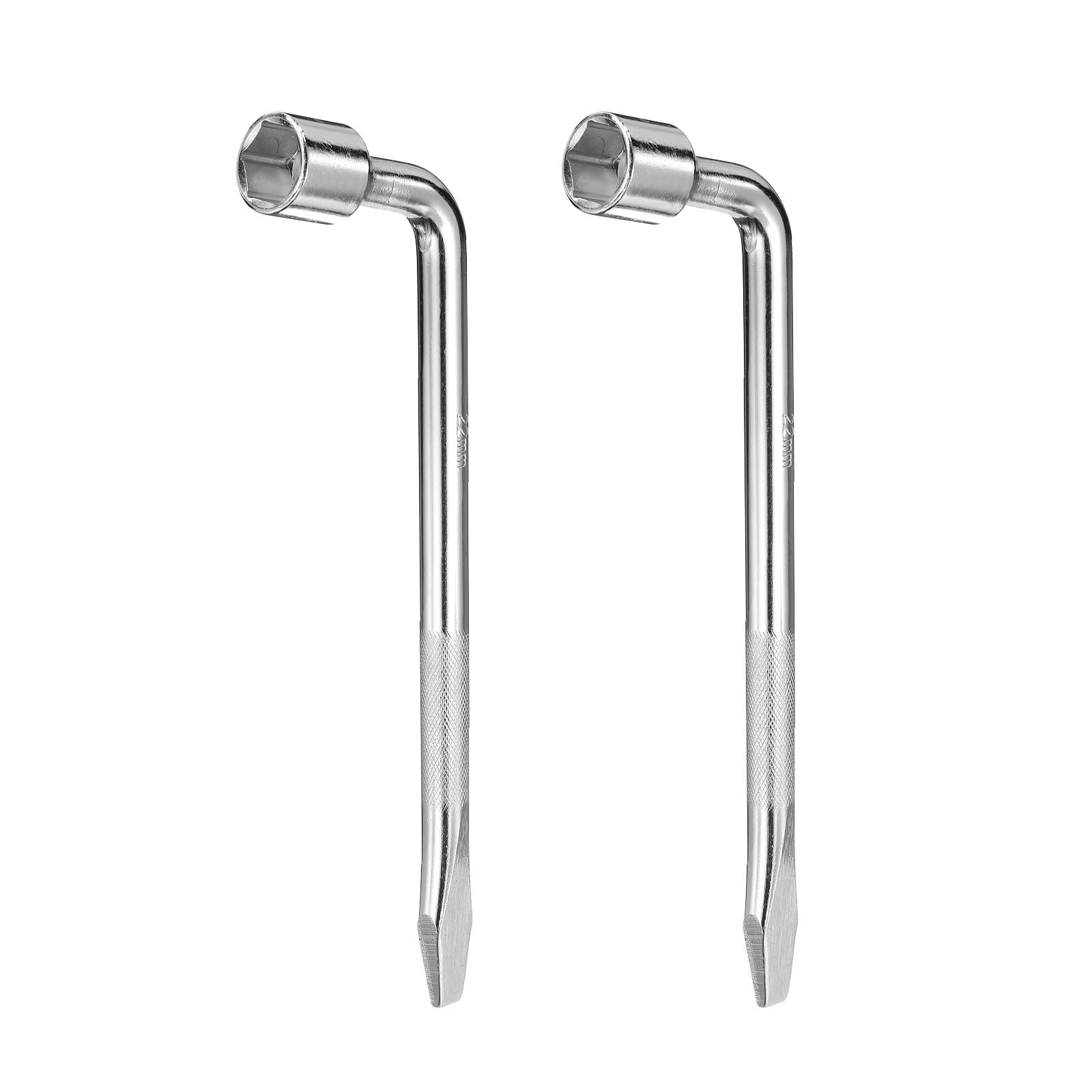 HARFINGTON 2pcs Car Spare Tire Lug Wrench 22mm Carbon Steel l Type Slotted End Hexagon Socket Wrench L-Shaped Tire Repair Tool for Automobile Repair