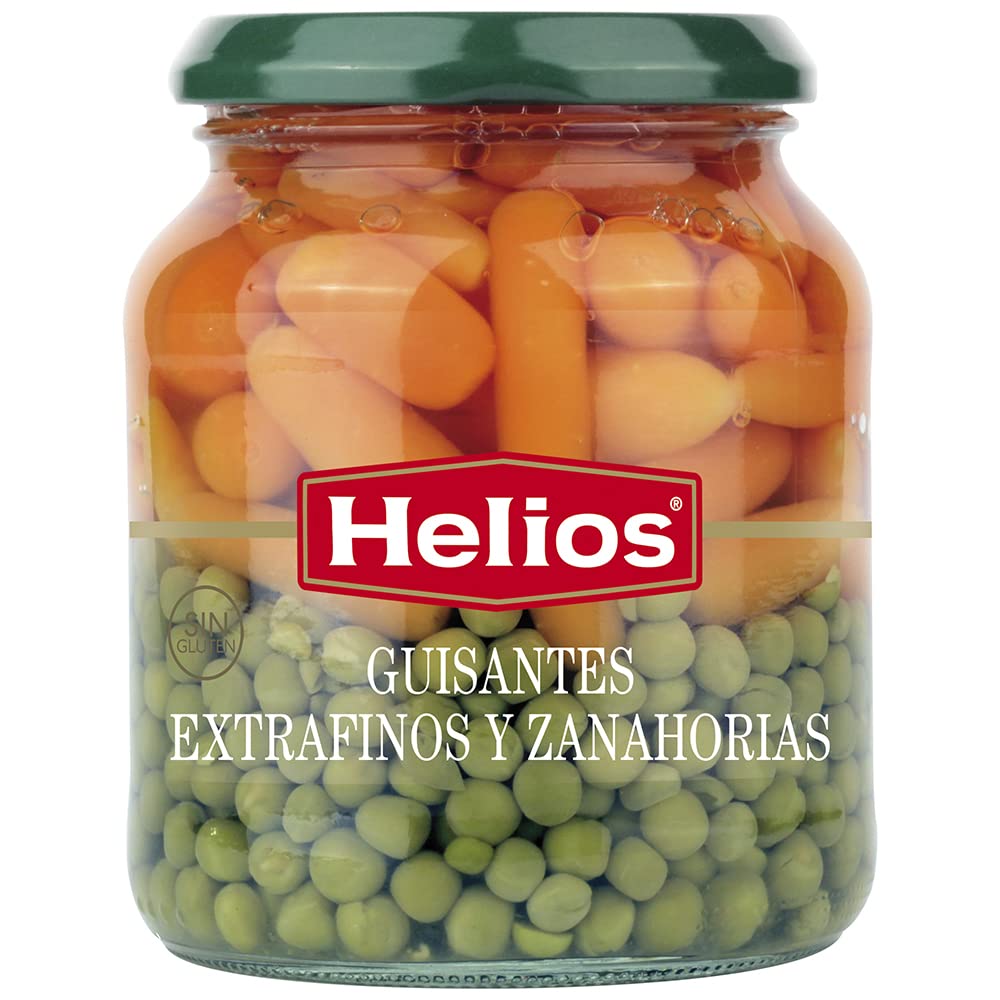 Helios Guisantes Extrafinos y Zanahorias - 340 gr - [Pack de 6]