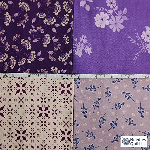 Needles Quilt Studio - Fat Quarter & Jelly Roll Bundle Pack (Amethyst Garden) | Cotton Strips Bundles For Quilting - Jelly Rolls For Quilting Fabrics Quilters & Sewing Precuts Cloth For Quilts #TOP3