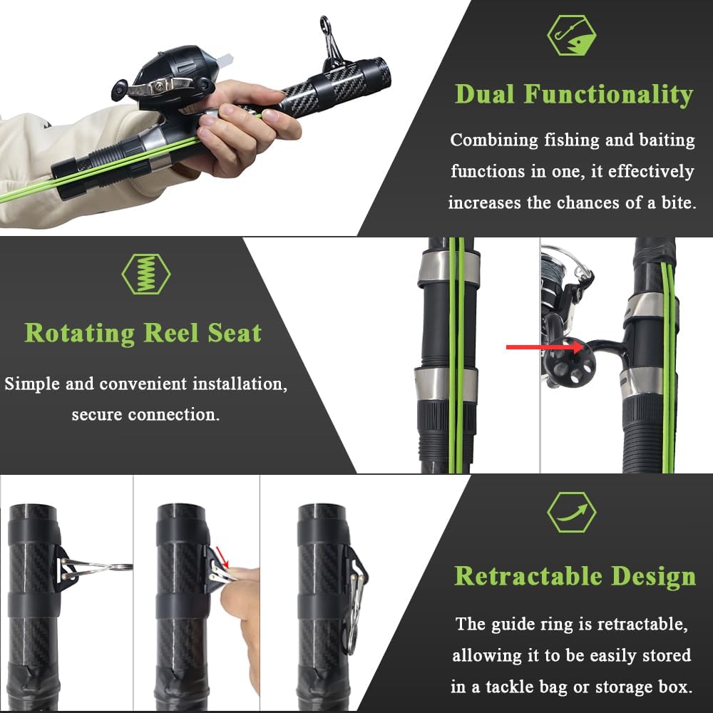 SUFFUSE Fishing Catapult Rod, Portable Carbon Fiber Fishing Poles and Reels Combo for Projecting Lures, Compact Freshwater and Saltwater Fishing Gear for Anglers Traveling